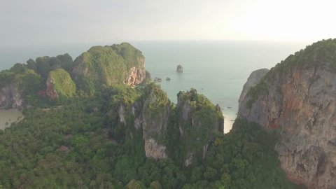 Flying over Krabi islands, Railay Beach Stockvideo