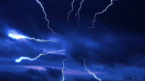 blue clouds lightning storm background effect
