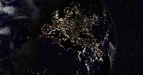 Power Outage / City Blackout / Earth Globe / Earth from Space. Massive power outage blackout strikes USA and Canada. Global energy crisis. (av23293c)