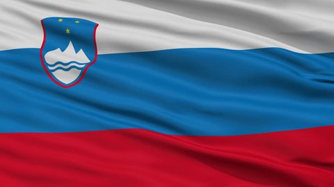 Slovenia Flag Close Up Realistic Animation Seamless Loop - 10 Seconds Long