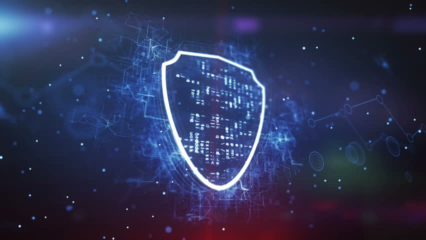 Security Shield Concept on a Cyber Background. Royalty-Free Stock Footage #15022030