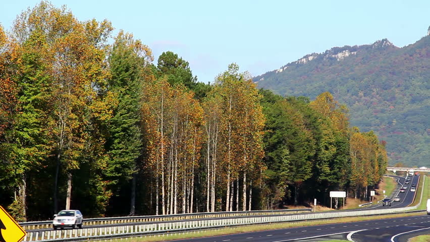 Traffic passes on route 52 near Pilot Mountain, North Carolina.