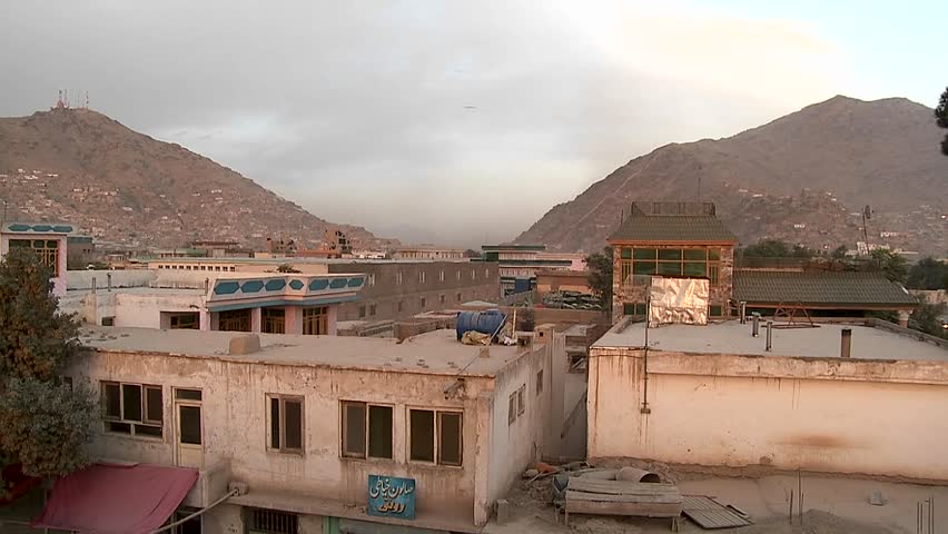 Tilt-down of neighborhood of Karte Char in Kabul, Afghanistan.