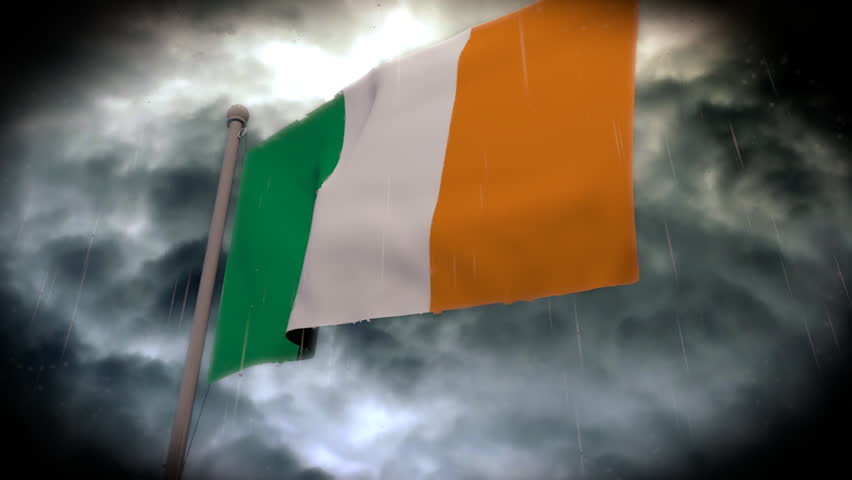Irish Flag 3D animation. Allegoric clip about Ireland facing social/economic difficulties. Rendered in HD.