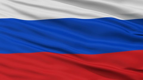 Russia Flag Close Up Realistic Animation Seamless Loop - 10 Seconds Long