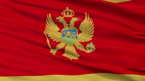 Montenegro Flag Close Up Realistic Animation Seamless Loop - 10 Seconds Long