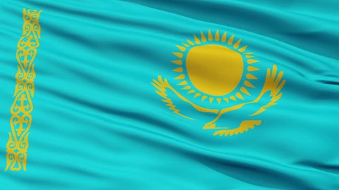 Kazakhstan Flag Close Up Realistic Animation Seamless Loop - 10 Seconds Long
