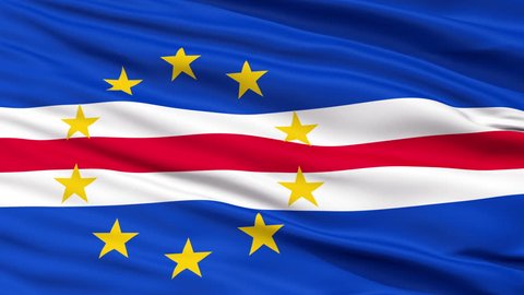 Cape Verde Flag Close Up Realistic Animation Seamless Loop - 10 Seconds Long