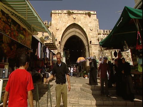 Jerusalem, Israel - 2006 _ View of one of the gates leading into the souk in the Old City in Jerusalem.
