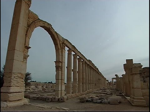 Palmyra, Syria - 2004 - The Great Colonnade in the ruins of Palmyra.