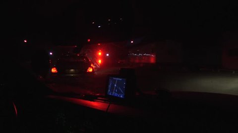 Police Car POV arrives at a scene