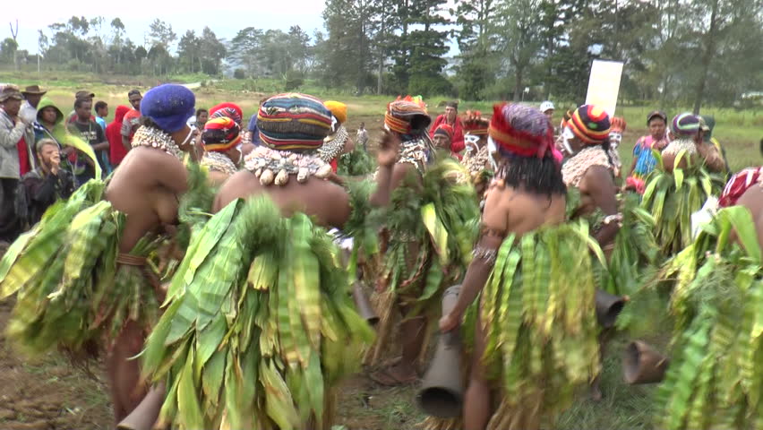 DEI, PAPUA, NEW GUINEA - AUGUST 15, 2015:  Group of aboriginal women dance