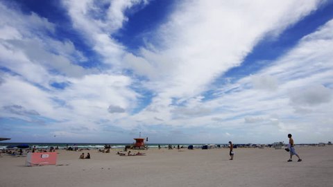 wide angle shot of south beach, miami
