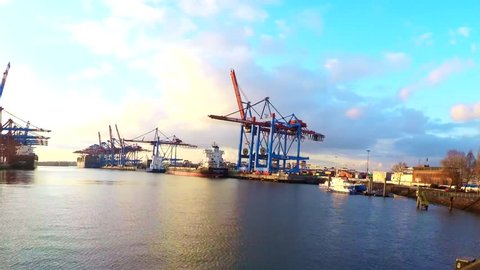 Container terminal in Hamburg, Germany. GoPro 4k timelapse. 