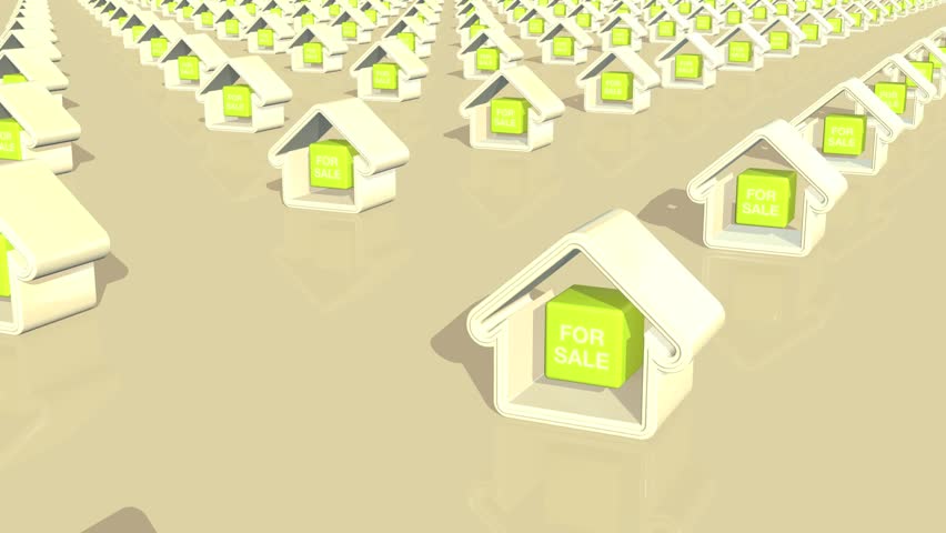 Computer generated animation of multiple houses for sale.