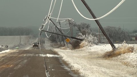 Heavy ice on power lines