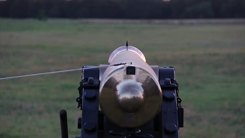 Cannon firing rear view