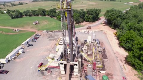 Aerial of Large Drilling Rig Close up