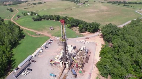 Wide Aerial of Drilling High left to right
