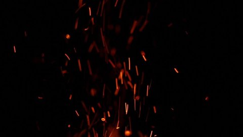 Sparks fire on a black background