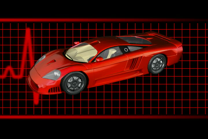 Red sports car with heart beat 1080i HD Loopable