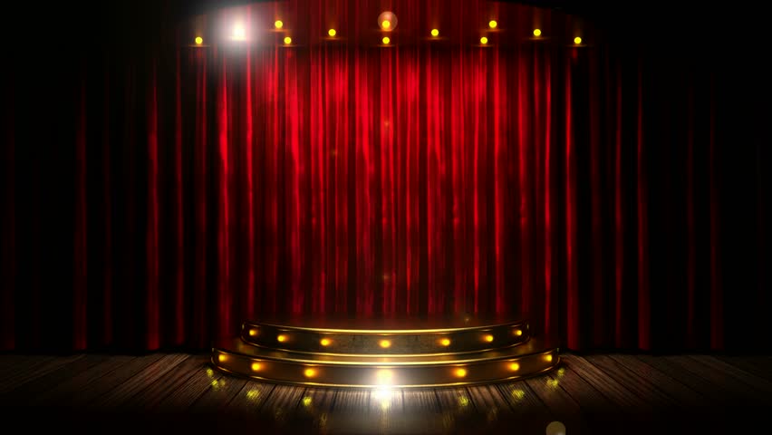 Red Curtain Stage with Golden Stock Footage Video (100% Royalty-free