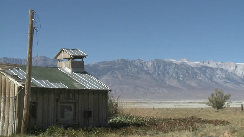 Pan across the Owens Valley to the Sierra Nevada Range near Lone Pine, California.
