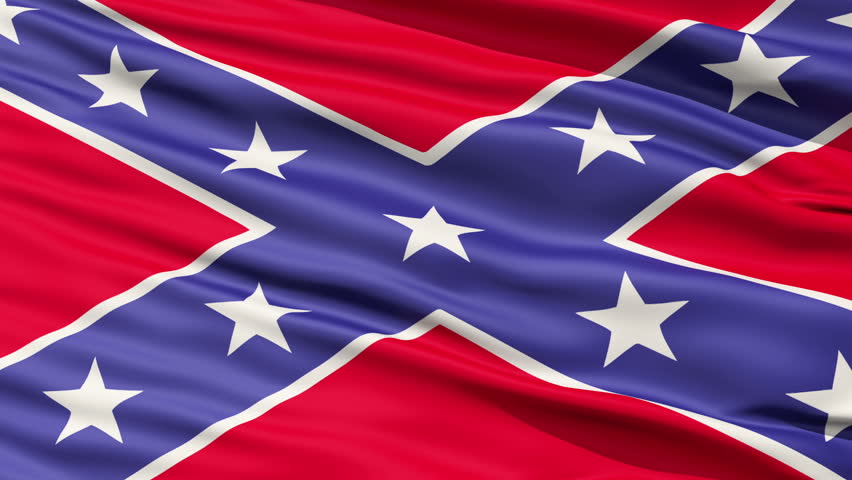 A close up of Confederate Battle Flag or St Andrews Cross in use during the