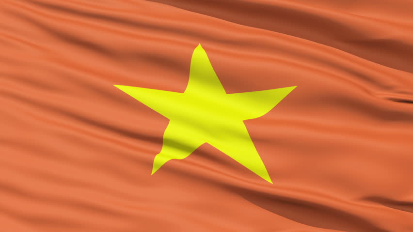 A close up of the yellow star on wavy orange fabric of the Vietnam Flag,seamless