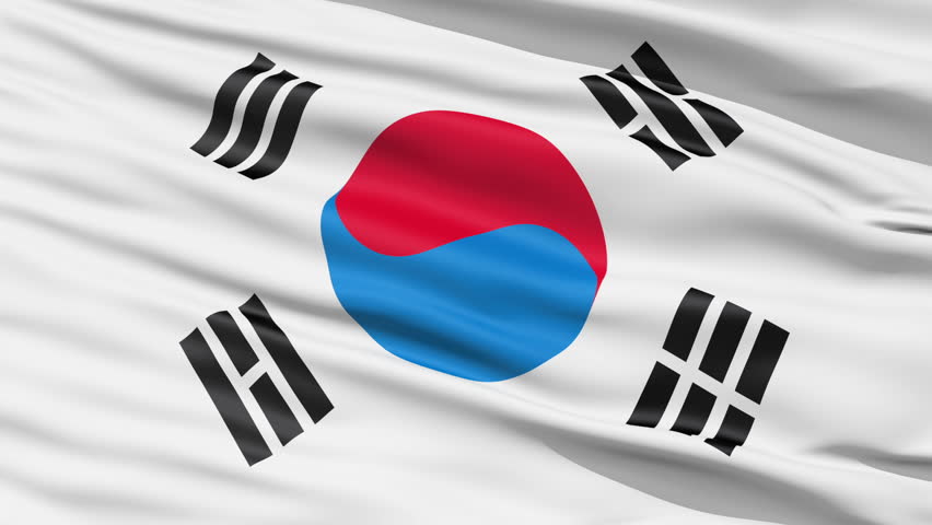 The South Korea waving flag called Taegukki (Great Extremes),seamless looping