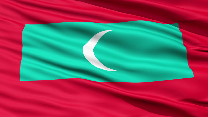 Republic of Maldives waving flag with the crescent as the symbol of