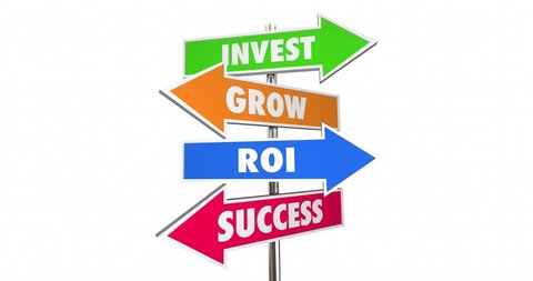 Invest Grow ROI Success Arrow Road Signs 3D
