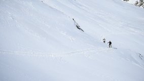 Ski touring in Fagaras Mountains, part of Carpathian Range, in Romania