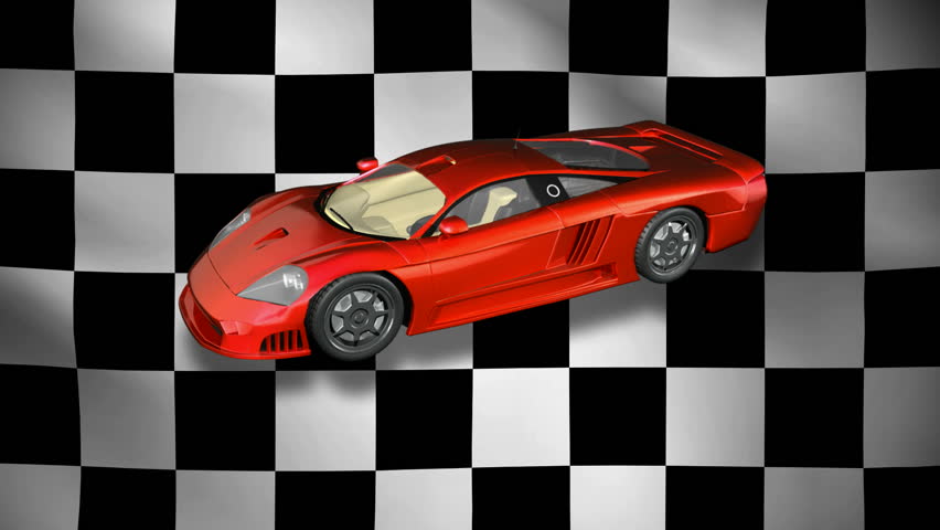 Sports car with checkered flag HD 1080i