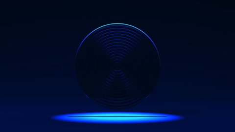 Spotlighted Blue Circle Abstract On Blue Background.
3D render Abstract Animation.