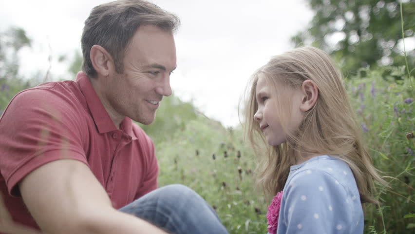 4k happy affectionate father daughter Stock Footage Video (1
