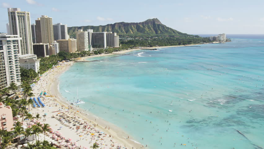 hawaii waikiki beach honolulu on oahu Stock Footage Video (100% Royalty