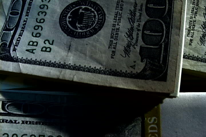 Large stacks of 100 dollar bills