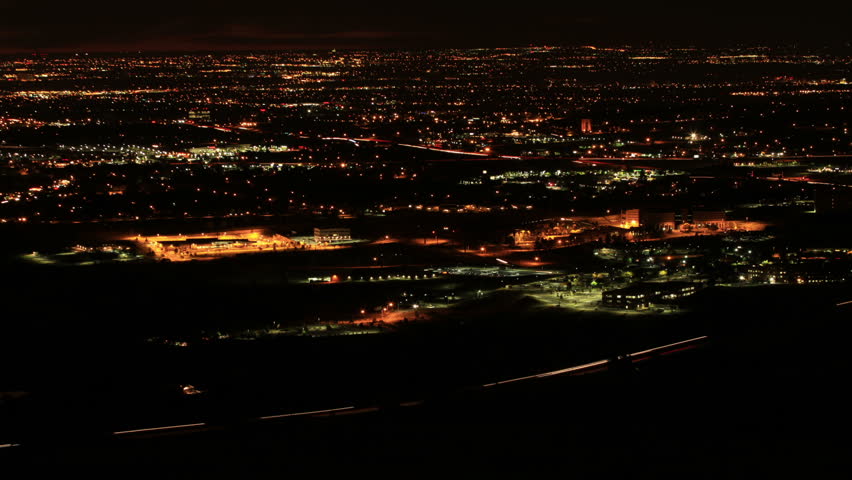 Lights over the Denver, Colorado area at night. HD 1080p time lapse.
