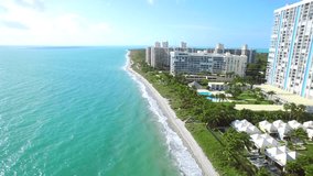 Aerial video of Key Biscayne beachfront condominiums