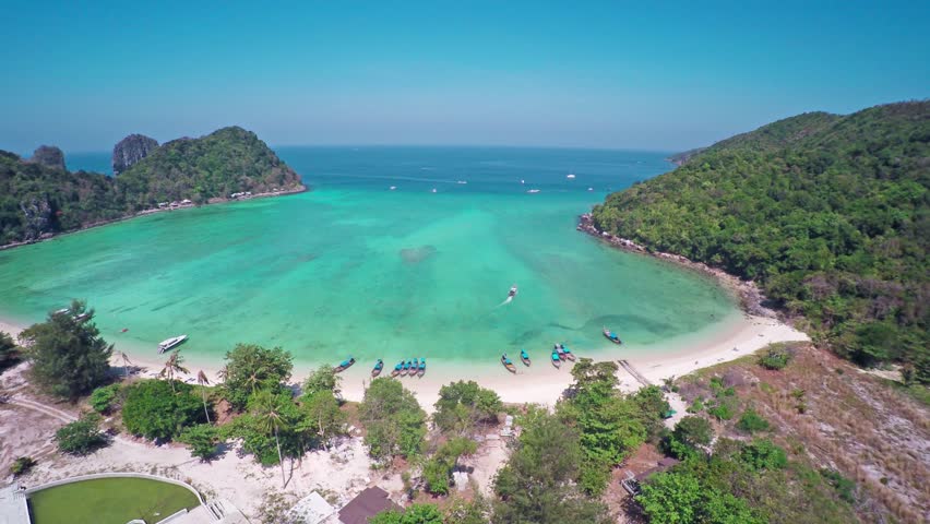 Flying Over Lana Bay On Stock Footage Video (100% Royalty-free