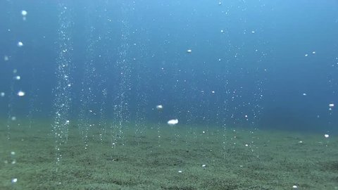 Bubbles rising up of ocean floor volcanic activity