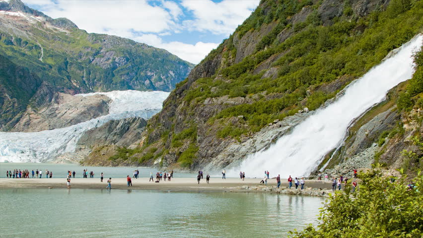 Mendenhall Glacier and Nugget Falls Epic Alaskan Nature Landscape in the Tongass National Forest Park