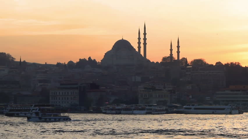 Istanbul Suleymaniye Mosque at sunset 