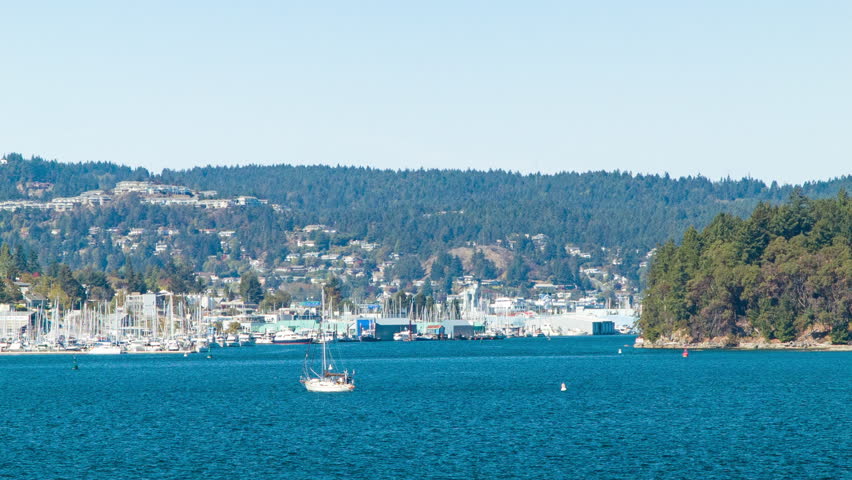 Harbour City of Nanaimo on Vancouver Islanda with Marina on the Shores in the Distance on a Sunnay Day in British Columbia Canada