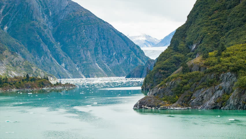 Tracy Arm Fjord Alaska Approaching Sawyer Glacier from Onboard a Cruise Ship