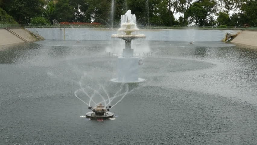 view of fountain in the pond in the park