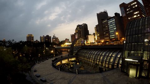 Taipei, Taiwan-07 March, 2016: 4K Timelapse of Day and night of the Metro Daan Park Station in Taipei city, Cityscape sunset of Taiwan-Dan
