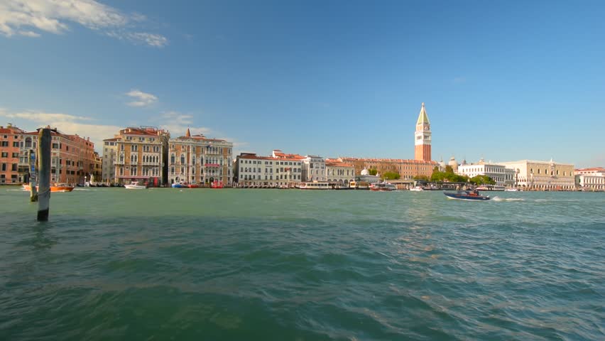 Grand canal of Venice. Panoramic view of the center of Venice and tower campanilla San Marko.