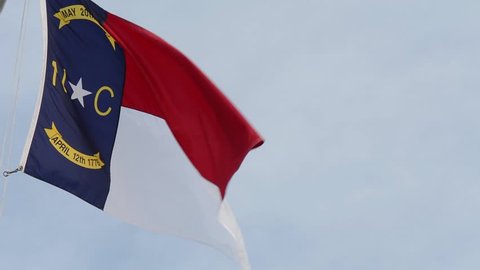 North Carolina Flag waving in the breeze at Washington, North Carolina